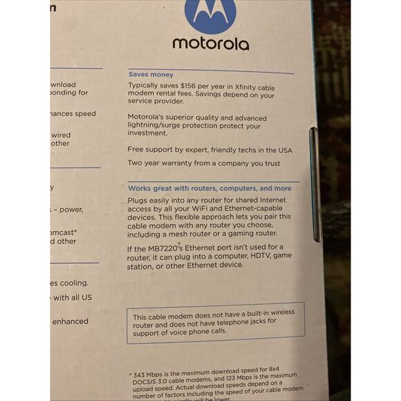 Motorola 8x4 CABLE MODEM Model MB7220 New - Picture 10 of 16